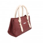 Beau Design Stylish  Cherry Color Imported PU Leather Casual Handbag With Double Handle For Women's/Ladies/Girls